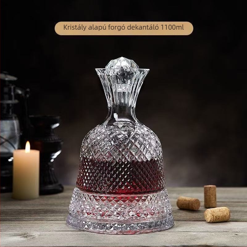 Forgatható kristály dekanter vörösborhoz, luxus otthoni használatra, 1000 ml vagy nagyobb