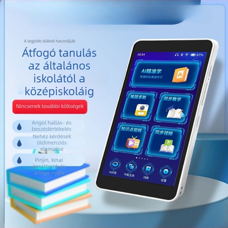 Ötödik generációs AI zseb‑tanuló eszköz angol nyelv tanulásához ismétlő és hallgatásos lejátszás funkcióval, diák tablet