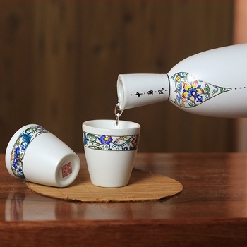 Jingdezhen kerámia italos üveg, 0,5 kg, prémium minőség, japán stílusú italkészlet ajándékdobozban