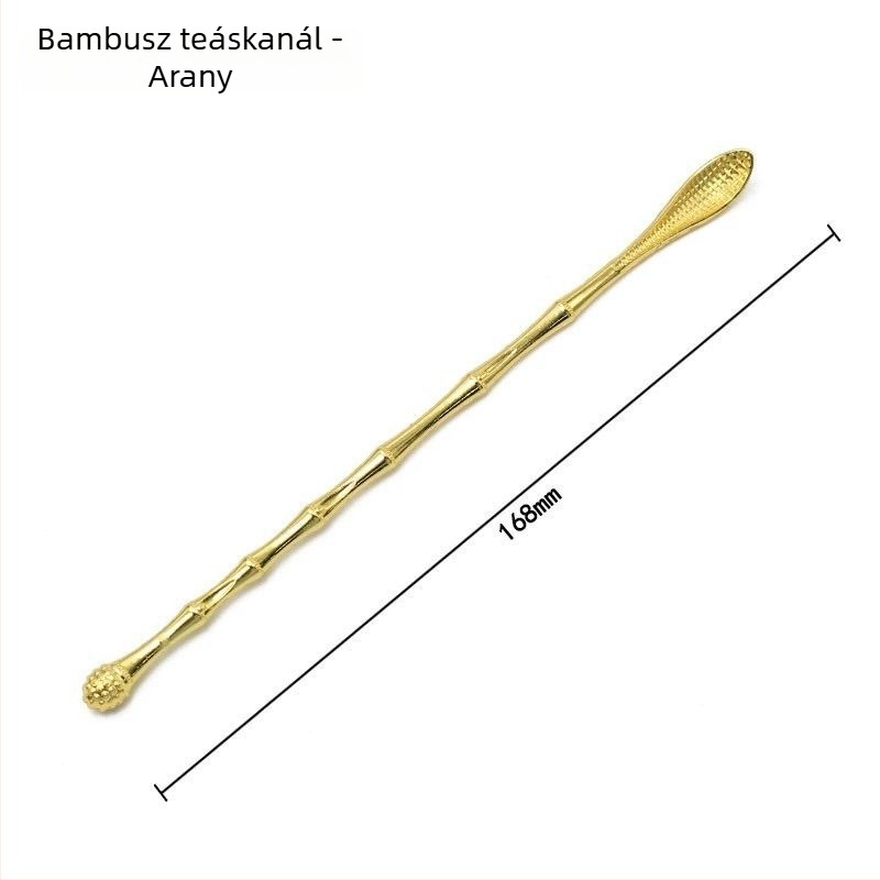 Sárgaréz teáskészlet bambusz szűrővel, teáskanállal, osztóval és melegítővel