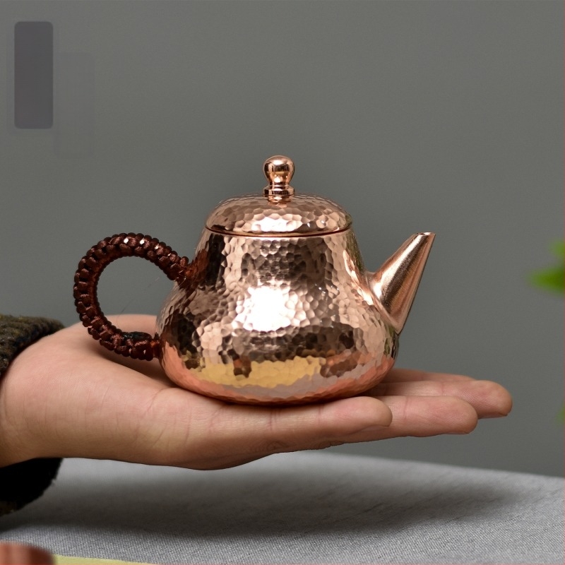 200 ml tiszta réz kézzel készített teáskanna teaceremóniához, Kung Fu teáskészlet