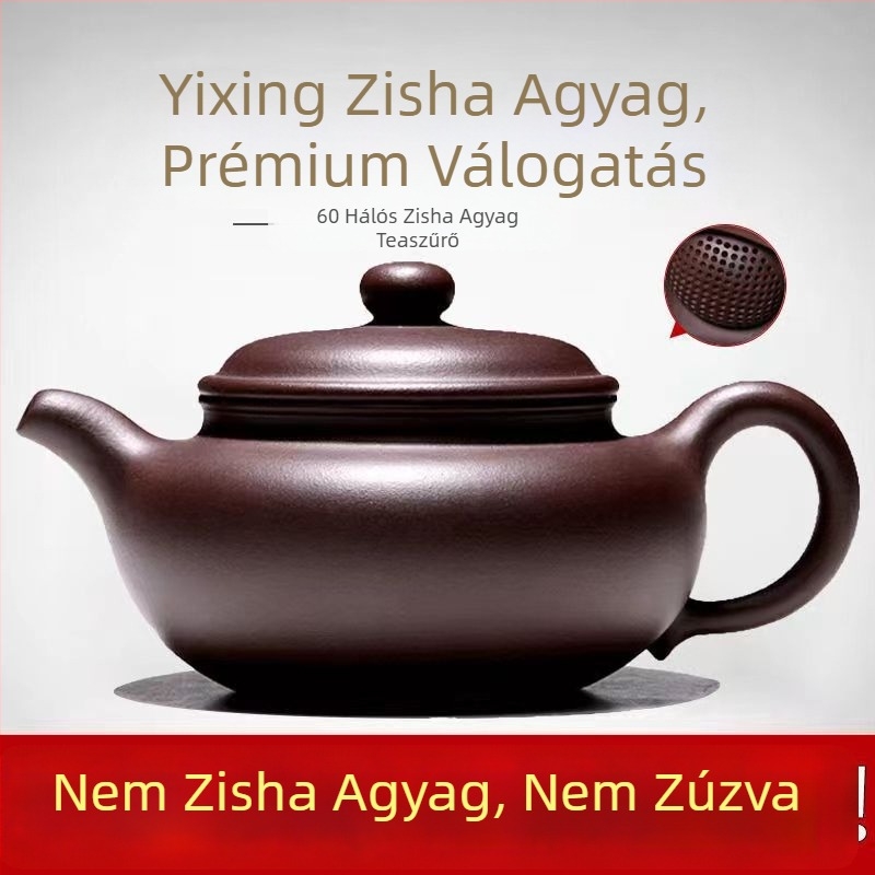 Autentikus kézzel készített lila agyag teáskanna, eredeti lila agyagból, antik stílus a tea készítéséhez