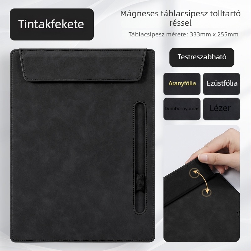 A4 bőr mappa egyedi logóval konferenciákhoz, jegyzetfüzet és poháralátét