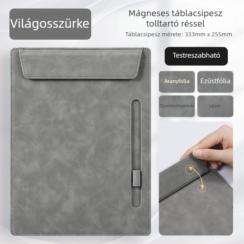 A4 bőr mappa egyedi logóval konferenciákhoz, jegyzetfüzet és poháralátét