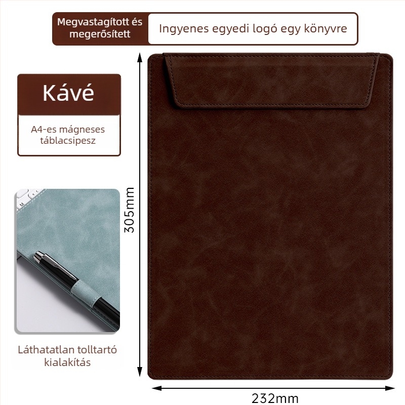 A4 bőr mappa egyedi logóval konferenciákhoz, jegyzetfüzet és poháralátét