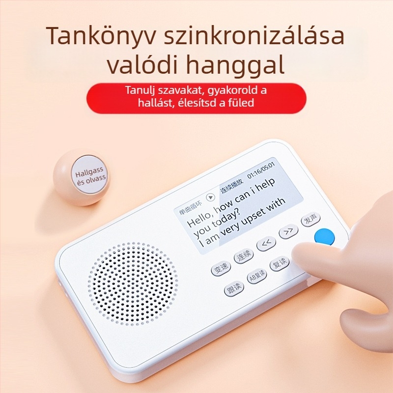 Famous School Hall angol nyelvtanulási eszköz hallgatáshoz, szinkronban a tankönyvekkel, hordozható MP3 felvevő és lejátszó, modell K15