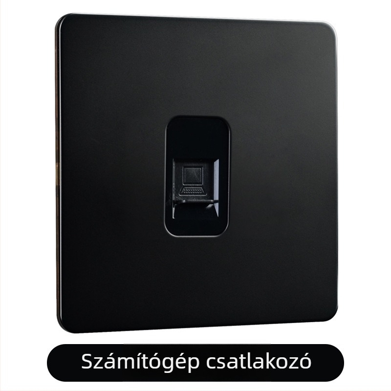 Sárgaréz karos kapcsoló panel, retro ipari stílus, fekete fém aljzat, 86x86 mm