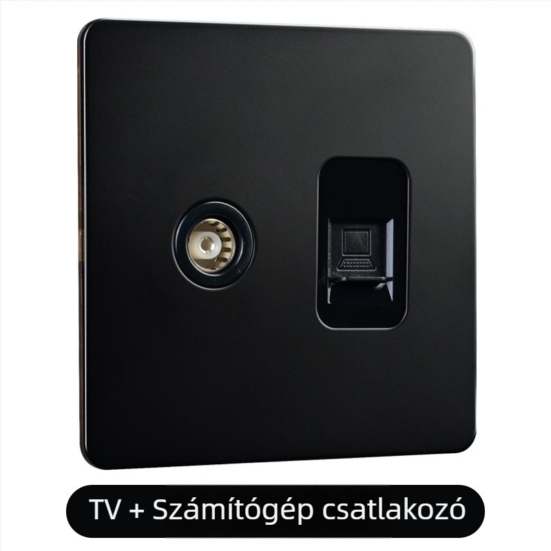 Sárgaréz karos kapcsoló panel, retro ipari stílus, fekete fém aljzat, 86x86 mm