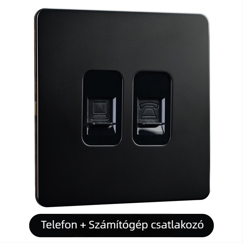Sárgaréz karos kapcsoló panel, retro ipari stílus, fekete fém aljzat, 86x86 mm