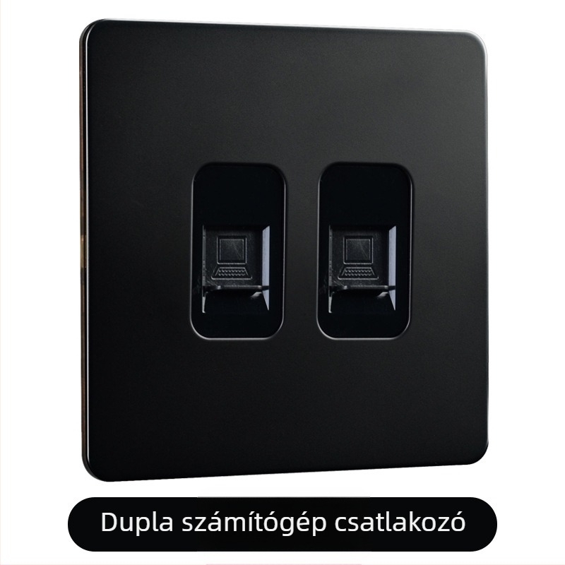 Sárgaréz karos kapcsoló panel, retro ipari stílus, fekete fém aljzat, 86x86 mm