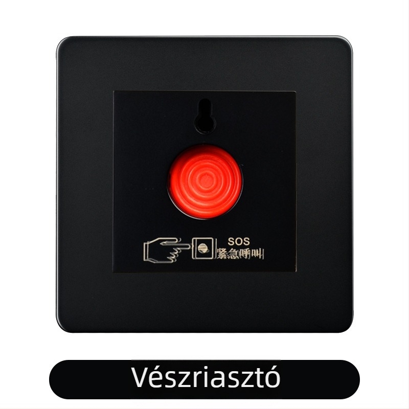 Sárgaréz karos kapcsoló panel, retro ipari stílus, fekete fém aljzat, 86x86 mm