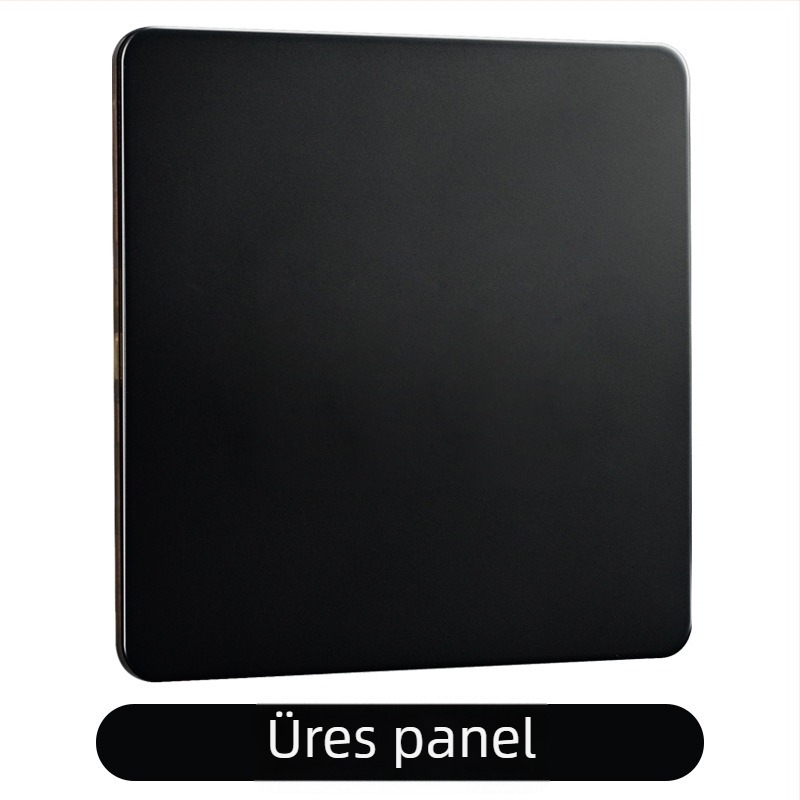 Sárgaréz karos kapcsoló panel, retro ipari stílus, fekete fém aljzat, 86x86 mm