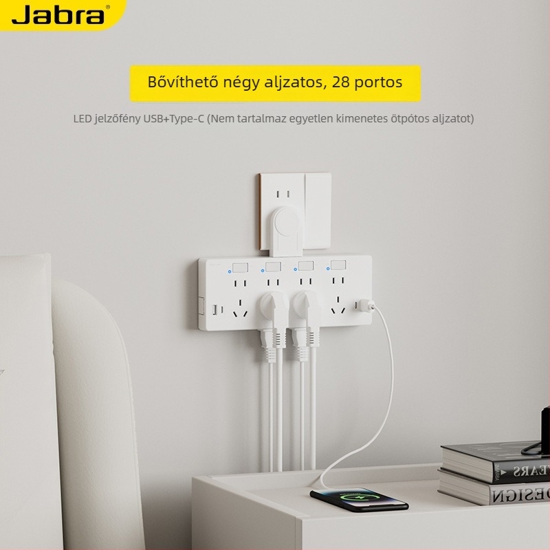 USB falra szerelhető bővítődugó több aljzattal, többfunkciós hosszabbító