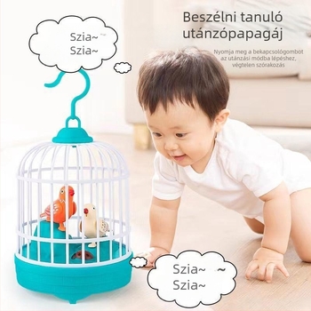 Gyerekeknek szóló újratölthető, hang- és fényvezérlésű, valósághű madárketrec, hang- és fény visszajátszással