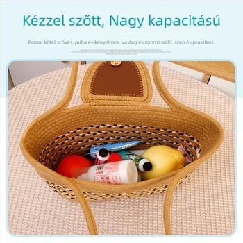 Női pamutszövetből készült tote táska, nagy kapacitású, színblokkokkal és félhold formával