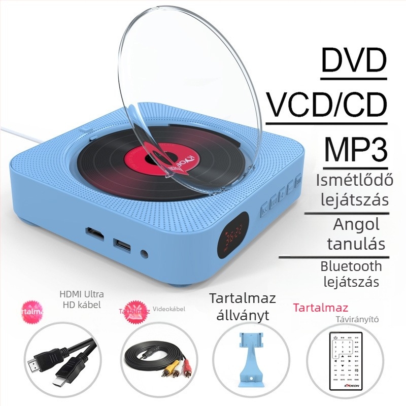 Fali CD lejátszó Bluetooth-tal, albumok ismétlő lejátszása, minimalista Instagram-stílusú CD/DVD lejátszó
