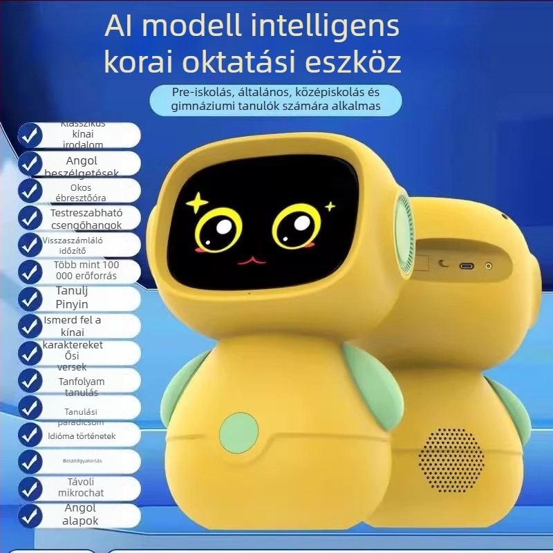 Új gyerekeknek szóló korai oktatási eszköz érintőképernyővel a tanuláshoz, Wi‑Fi okos ébresztő és AI nagy modellű beszélgető robot