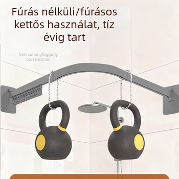 Szürke ívelt hajtogatható zuhanyfüggöny-elválasztó szívókorongokkal, fürdőszobai használatra, penészmentes, gyorsan száradó