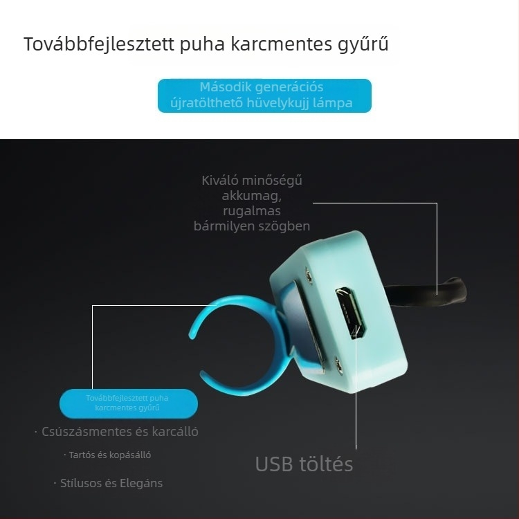 Tölthető ujjfénnyel ellátott professzionális fültisztító eszköz LED fókuszvilágítással