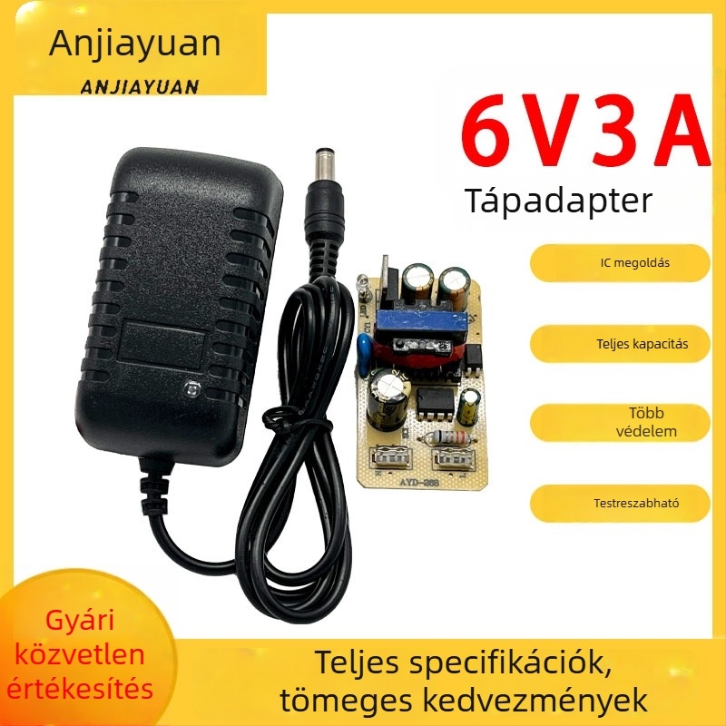 6V 3A tápegység elektromos varrógépekhez, falra szerelhető adapter