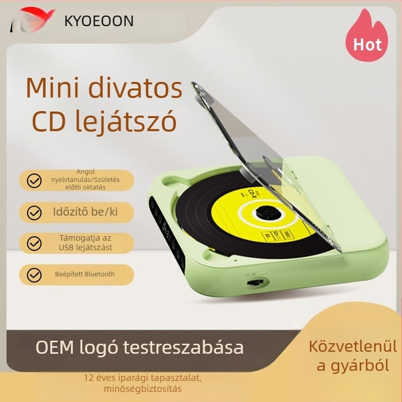 Otthoni Bluetooth mini hordozható CD lejátszó MP3 lejátszással és tanulási és ismétlésfunkcióval