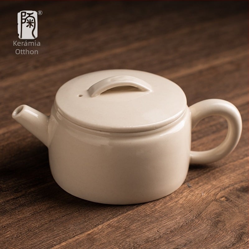 Tao Fan kerámia teáskanna, fehér porcelán, hamvas glazúra, minimalista kínai stílus