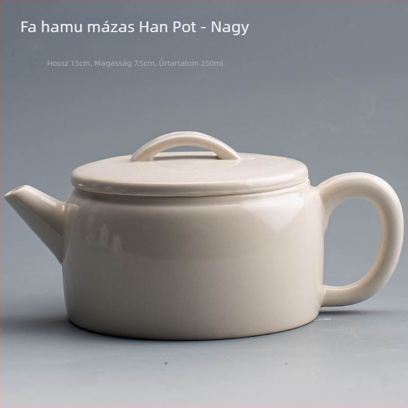 Tao Fan kerámia teáskanna, fehér porcelán, hamvas glazúra, minimalista kínai stílus