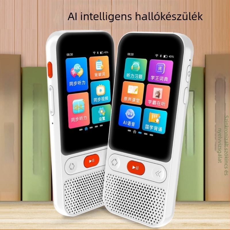P30 okos hallókészülék érintőképernyővel — angol ismétlő és tanuló eszköz, MP3 offline, tankönyv tartalom szinkronizált