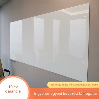Mágneses, festett, edzett üvegből készült fehértábla, egyoldalas, iroda és oktatás, ultra fehér