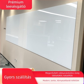 Mágneses, festett, edzett üvegből készült fehértábla, egyoldalas, iroda és oktatás, ultra fehér