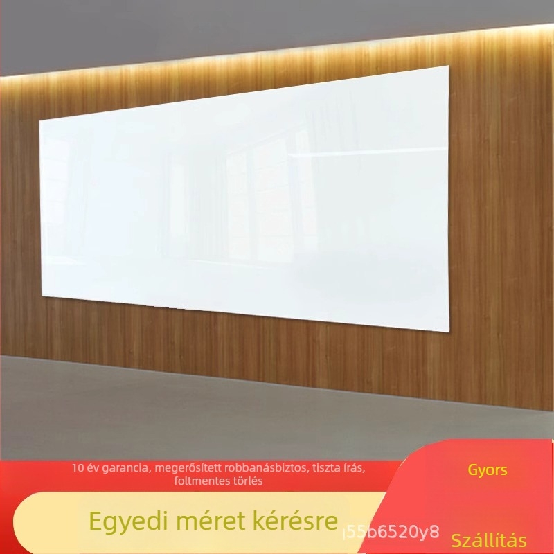 Mágneses, festett, edzett üvegből készült fehértábla, egyoldalas, iroda és oktatás, ultra fehér