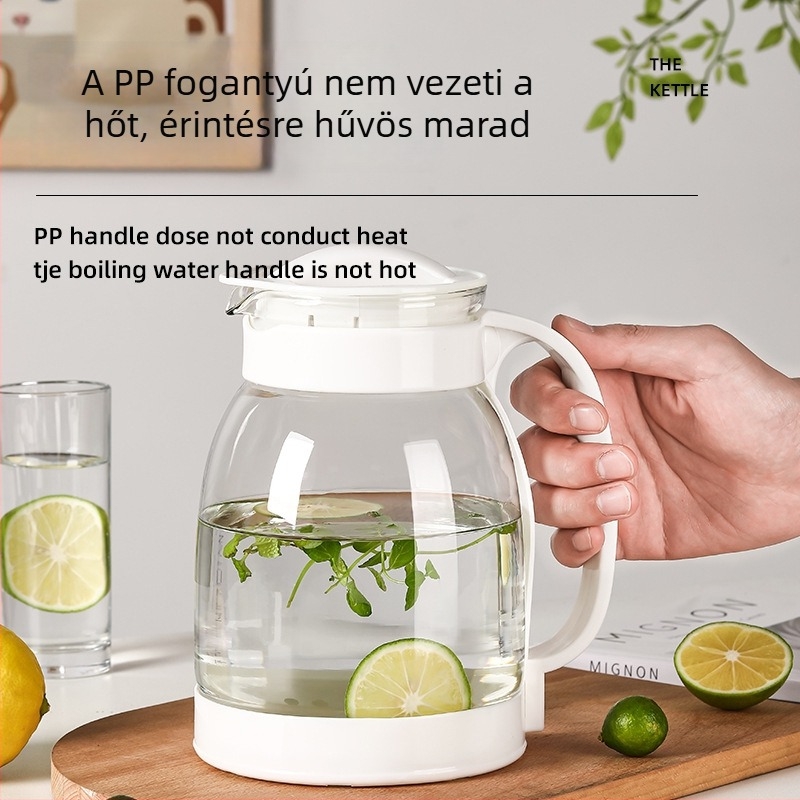 Nagy kapacitású üvegvízforraló készlet – hőálló teáskannával otthoni használatra