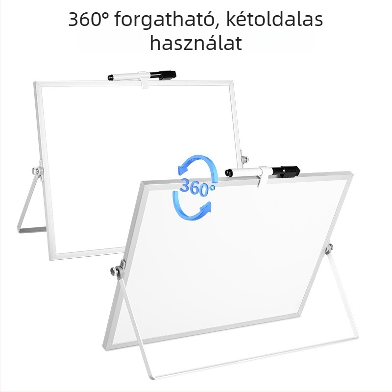 Asztali fehér tábla tartóval, kétoldalas mágneses fémtábla íráshoz iroda, oktatás és otthon, gyerekek