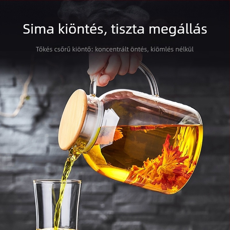 Boroszilikát üvegből készült hidegvíz-kanna, otthoni használatra, melegíthető elektromos kerámia főzőfelületen, nagy kapacitású, gyümölcslevekhez és hideg italokhoz