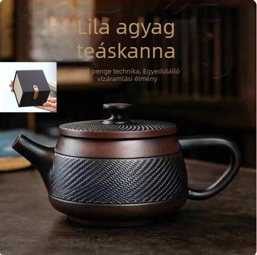 Kézzel készített lila agyag teáskanna nagy kapacitással, Han tégla stílusú, otthoni teázási készlet, luxus ajándék