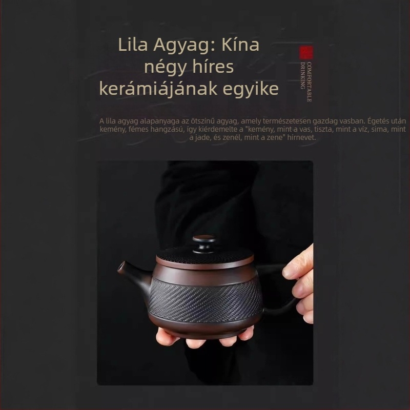 Kézzel készített lila agyag teáskanna nagy kapacitással, Han tégla stílusú, otthoni teázási készlet, luxus ajándék