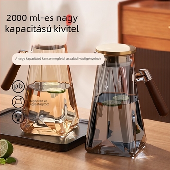 Üvegből készült hidegvíz-kanna, nagy kapacitású, hőálló, gyümölcslé és italok számára, háztartási használatra