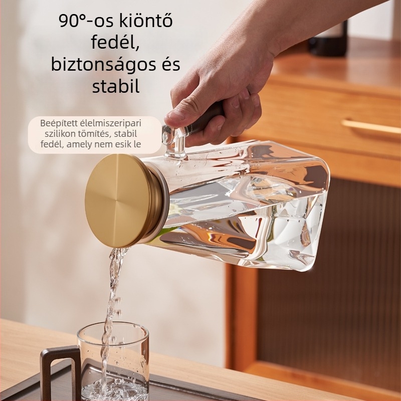 Üvegből készült hidegvíz-kanna, nagy kapacitású, hőálló, gyümölcslé és italok számára, háztartási használatra