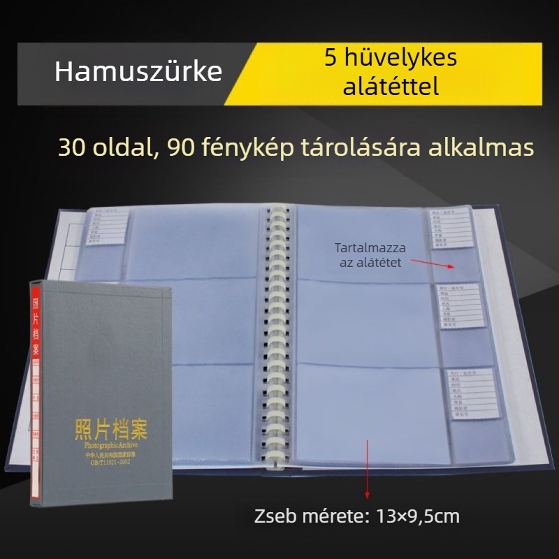 Szürke fényképarchívum 5, 6, 7 és 9 hüvelykes méretekhez – mérnöki doboz CD-tároláshoz, nemzeti szabvány