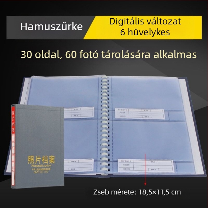 Szürke fényképarchívum 5, 6, 7 és 9 hüvelykes méretekhez – mérnöki doboz CD-tároláshoz, nemzeti szabvány