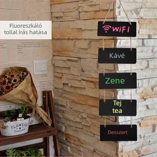 Fából készült, függő, mini fekete tábla üzenetekhez – szoba, üzlet vagy étterem kijelző
