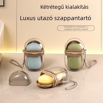 Utazáshoz tervezett, könnyű luxus szappan-doboz fedéllel és leeresztő nyílással, kompakt szappantároló