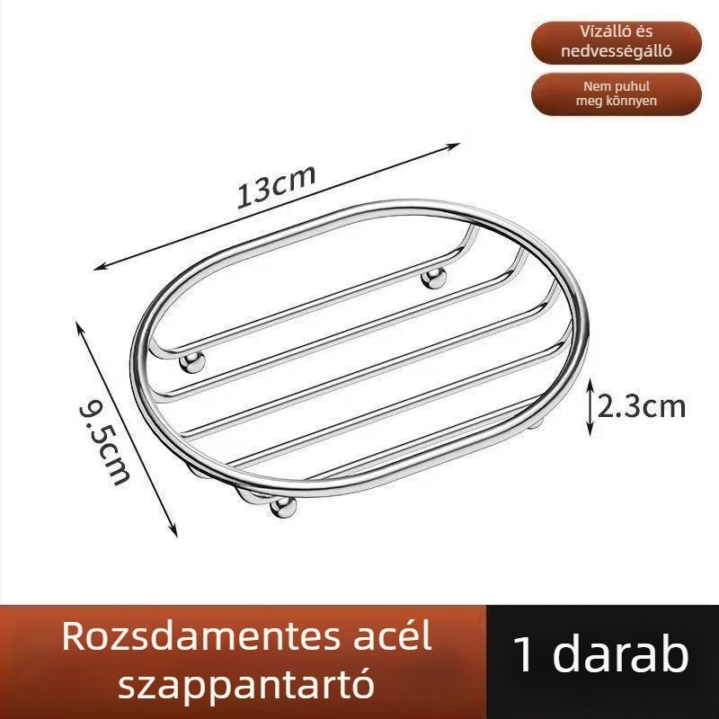 Új rozsdamentes acél szappantartó a fürdőszobába, drenázsos, lyukacsos design, asztali tároló, szappan tál