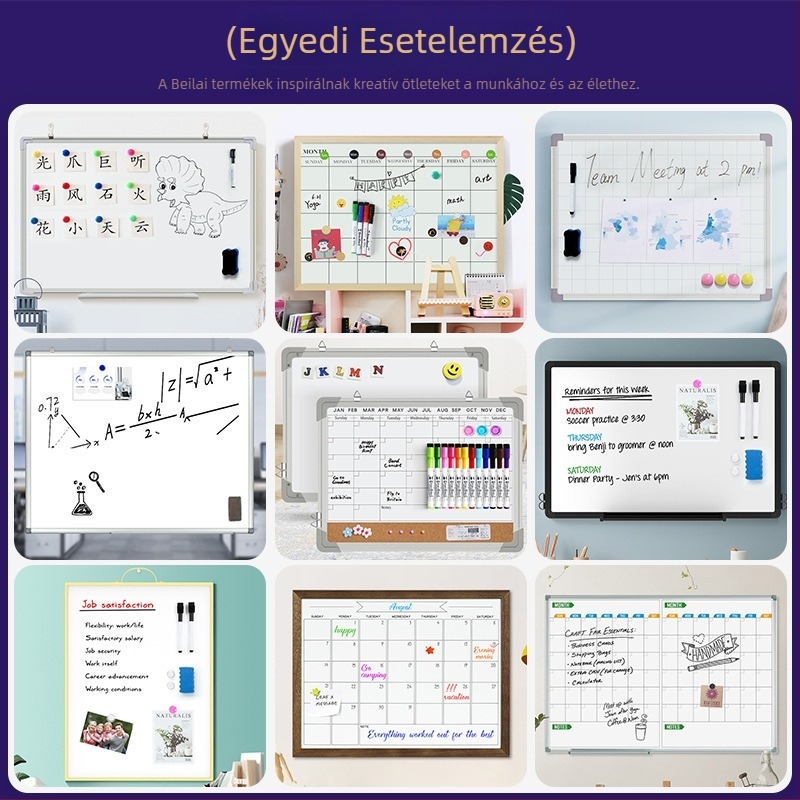Mágneses fehértábla alumíniumötvözet kerettel, falra szerelhető, iroda és otthoni használatra