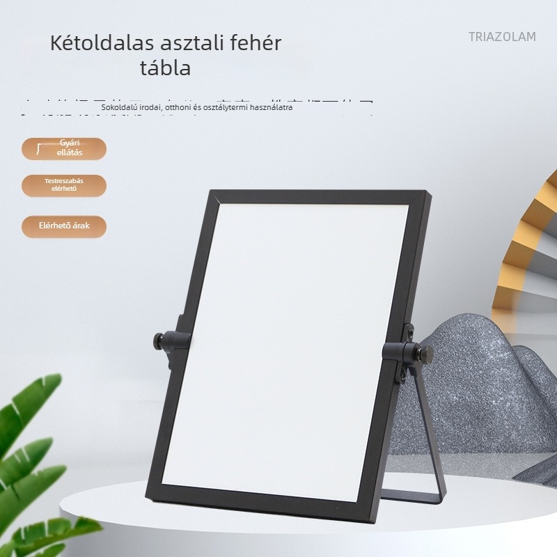 Kétoldalas mágneses asztali fehér tábla forgatható állvánnyal