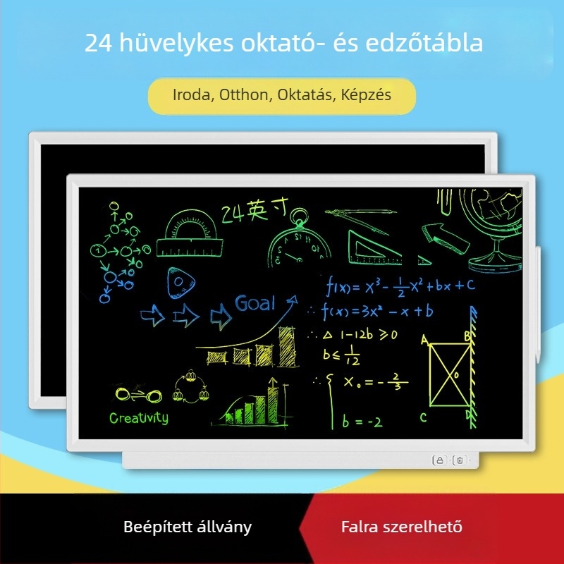 24 hüvelykes asztali oktatási tábla otthonra és osztályterembe, nagy fekete felület íráshoz és LCD írási tábla