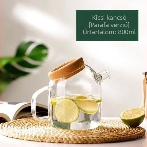 Boroszilát üvegből készült kancsó hideg italokhoz, nagy kapacitás, átlátszó, dugós kupakkal, INS-stílus