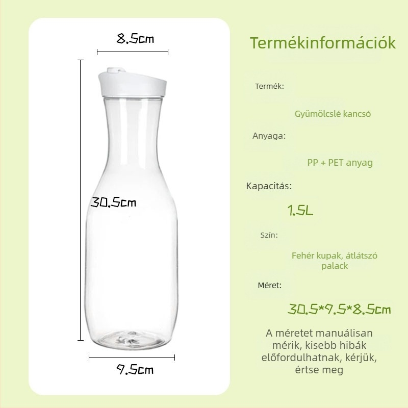1500 ml-es gyümölcs- és tejpalack kerek zárófedéllel, átlátszó műanyag palack hideg italokhoz (50 oz)