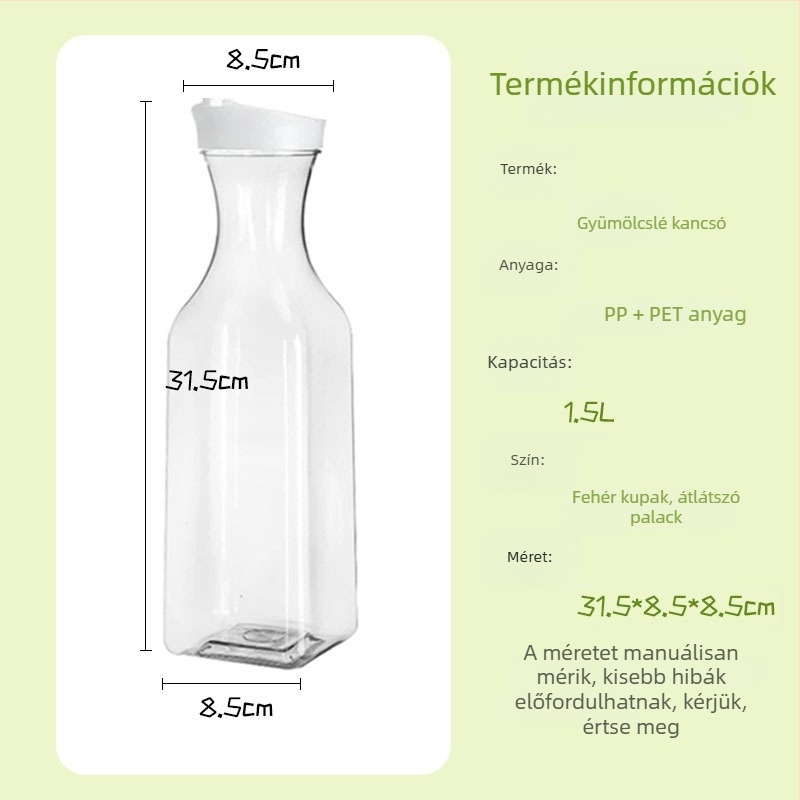 1500 ml-es gyümölcs- és tejpalack kerek zárófedéllel, átlátszó műanyag palack hideg italokhoz (50 oz)