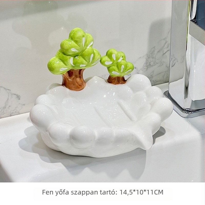 Kerámiás szappantartó lefolyóval a fürdőszobába